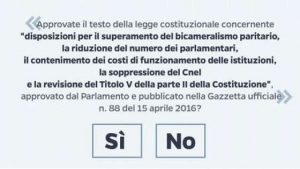 Ballot Form for Italy's Reform Referendum